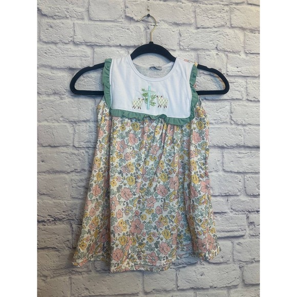 NWT Abby & Evie Girls Easter Sheep Floral Ruffle Dress & Bloomer Set Size 4 - Picture 3 of 5